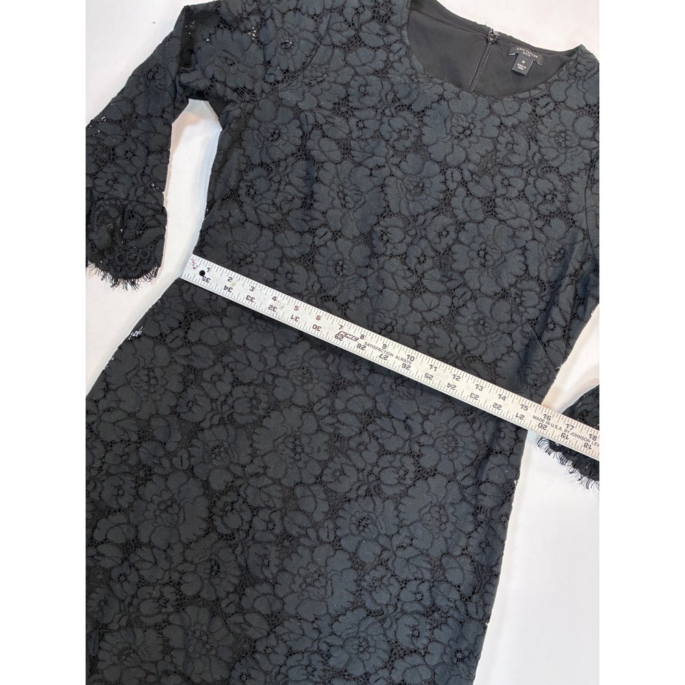 LBD Ann Taylor Petite Black Winter Formal Lace‎ 3/4 Sleeve Sheath Dress 8P - Picture 3 of 7